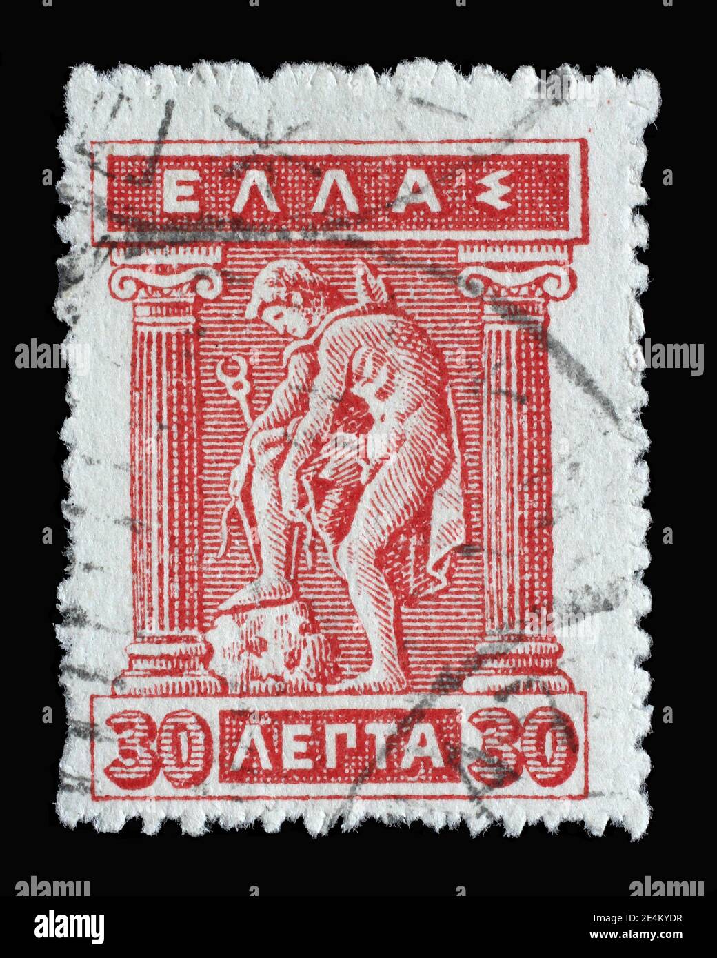 Stamp printed in Greece shows Litho Hermes and Iris, circa 1912 Stock Photo