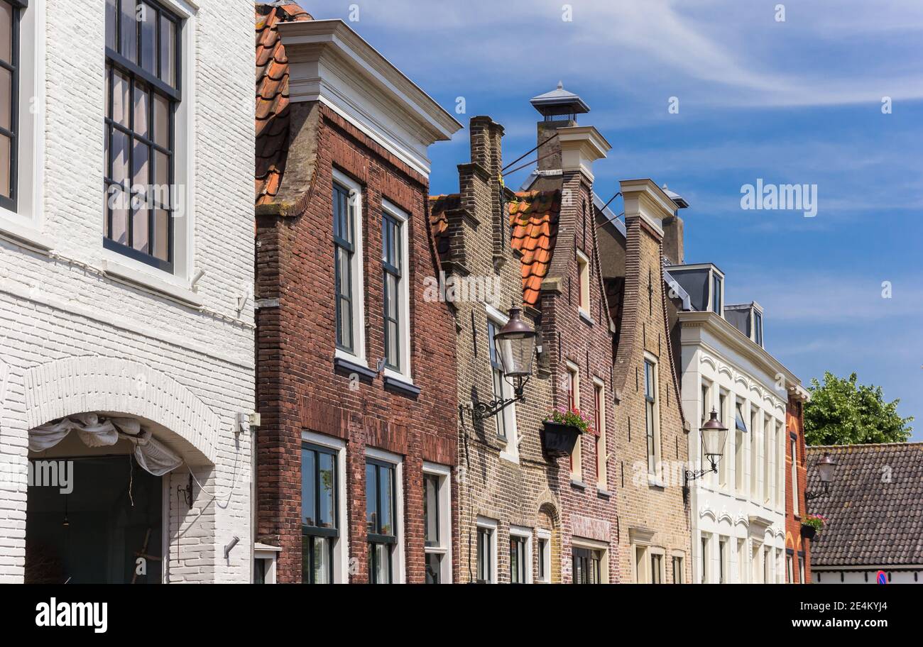Facades of old brick houses in Haastrecht, Netherlands Stock Photo