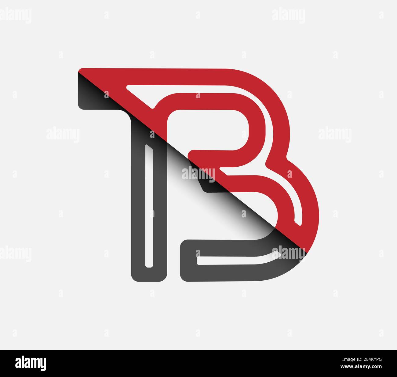 Black Letter Lowercase B Stylized Lowercase Letters T And B In Red And Black Connected By A Single Line For Logo Monogram And Creative Design Vector Illustration Isolated On 2E4KYPG 