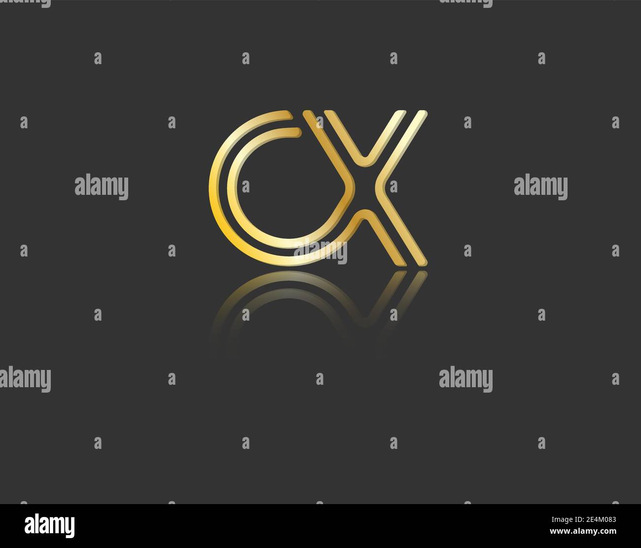 Gold stylized lowercase letters C and X with reflection connected by a ...