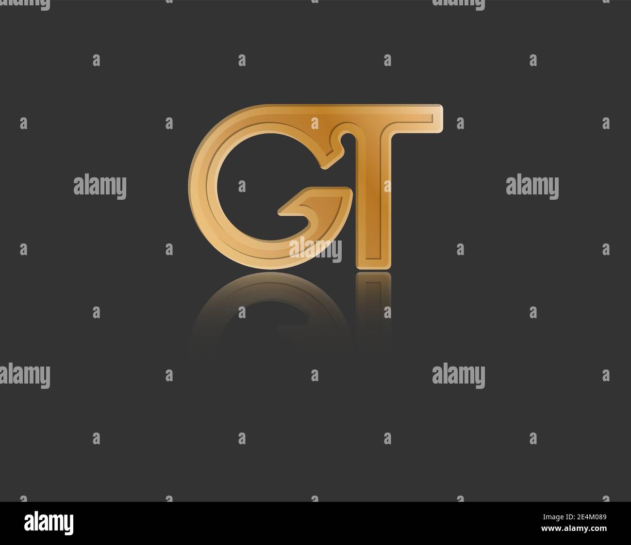 Gold stylized lowercase letters G and T with reflection connected by a ...