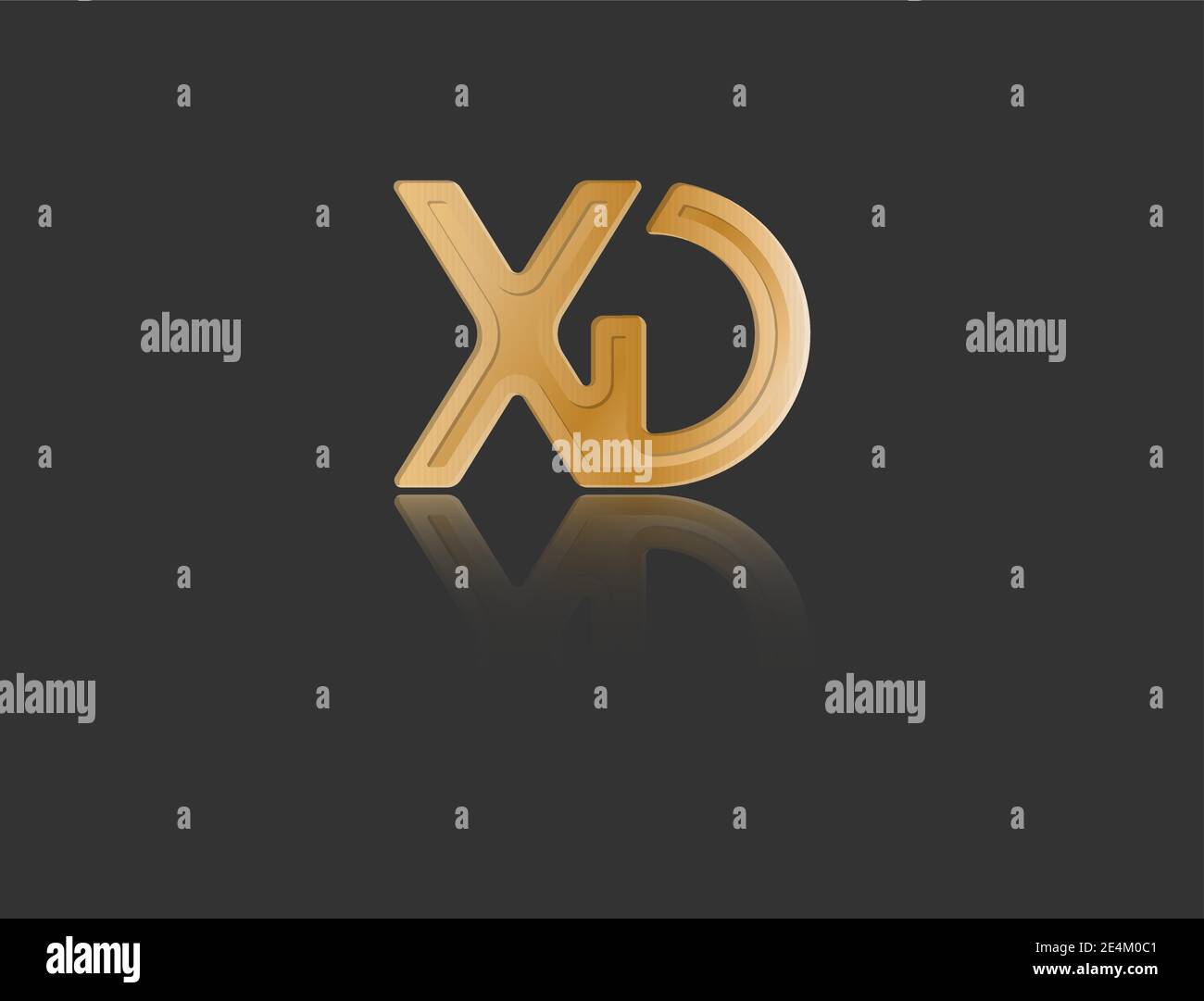 Gold stylized lowercase letters X and D with reflection connected by a ...