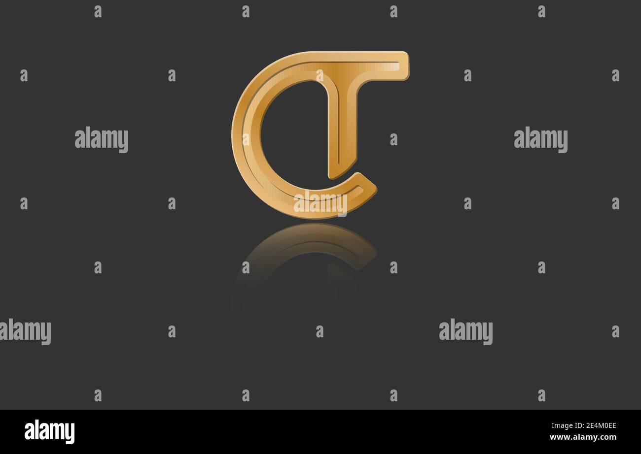 Gold stylized lowercase letters C and T with reflection connected by a ...