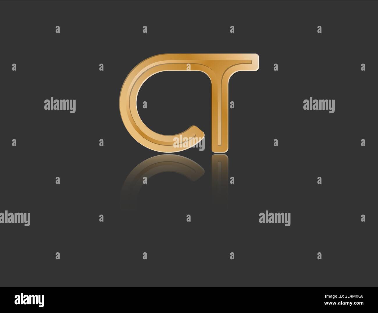 Gold stylized lowercase letters C and T with reflection connected by a ...
