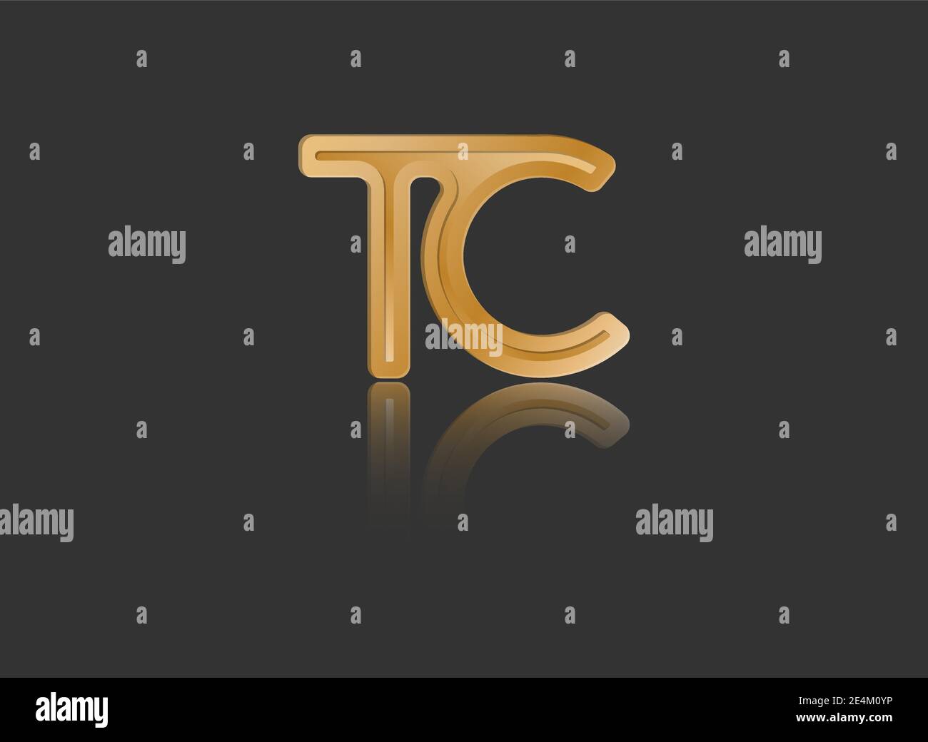 Gold stylized lowercase letters T and C with reflection connected by a ...