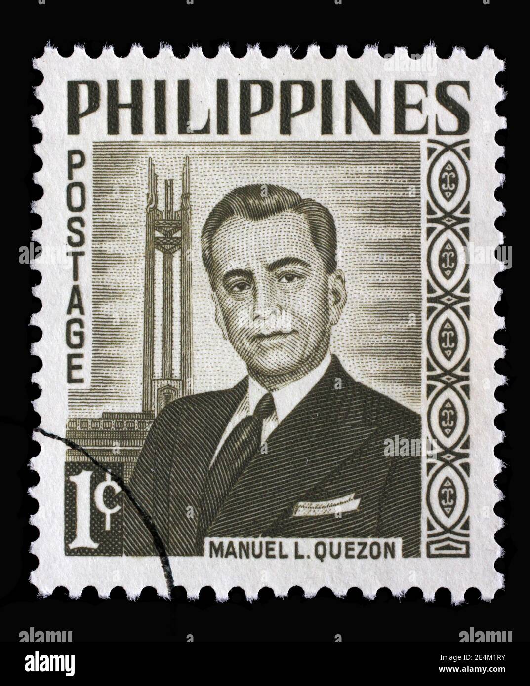 Stamp printed in Philippines shows portrait of Manuel Luis Quezon