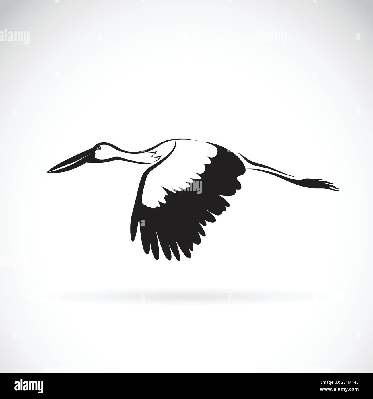 Vector of stork flying on white background. Stork Icon. Bird Design. Easy editable layered vector illustration. Stock Vector