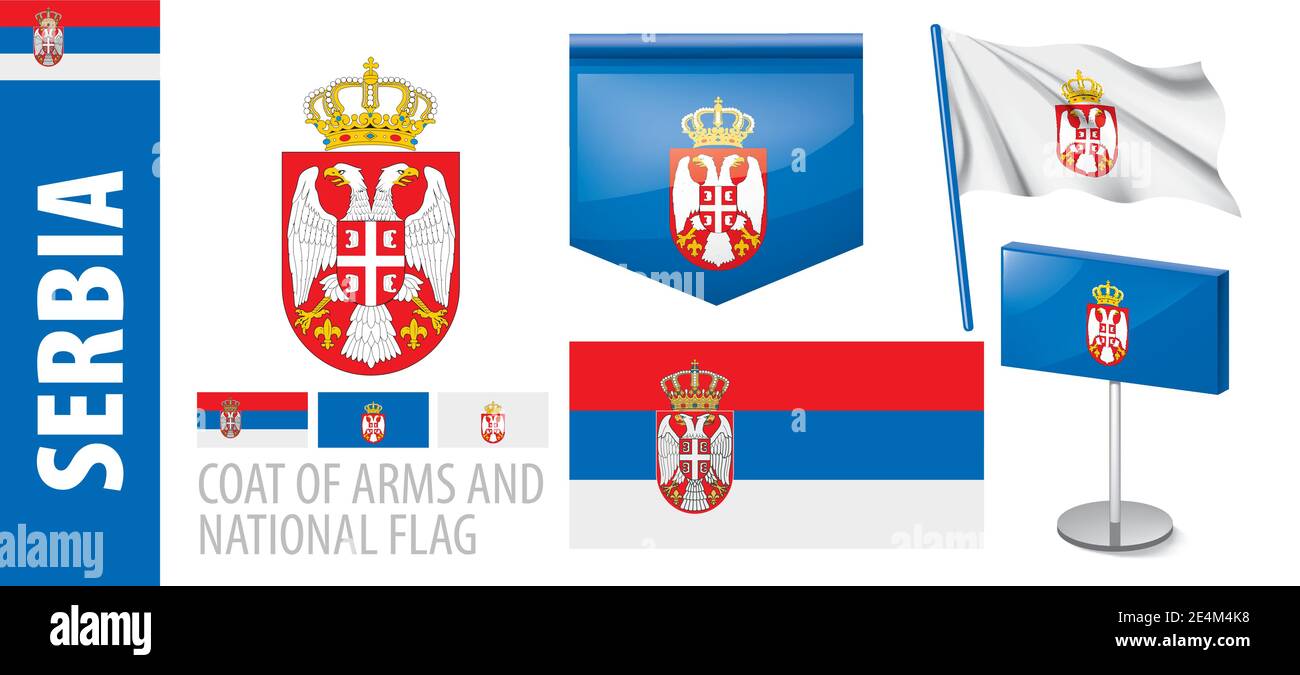 Vojvodina official national flag and coat of arms, Serbia, vector  illustration Stock Vector Image & Art - Alamy