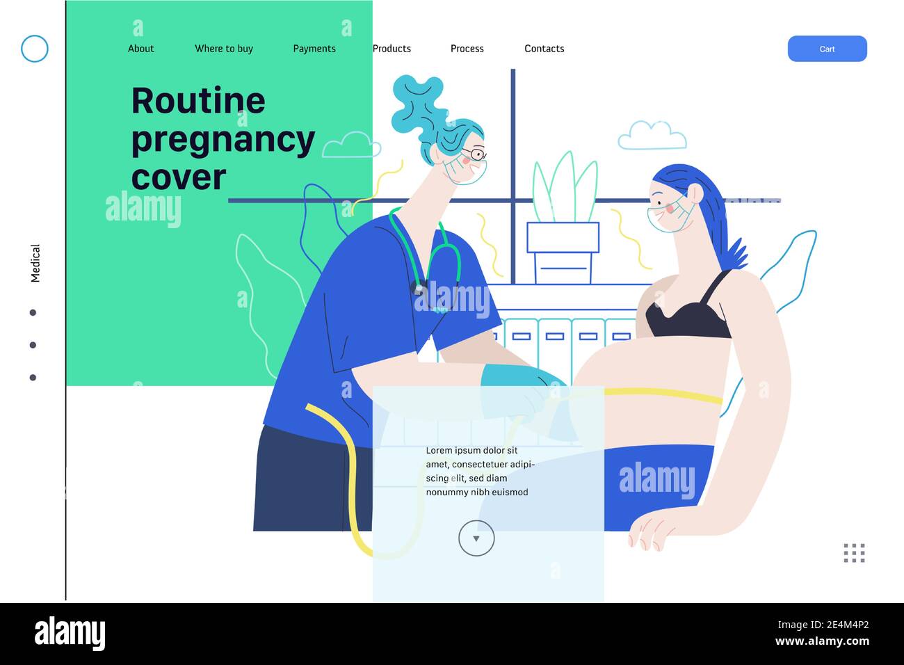Medical insurance web page template routine pregnancy cover modern