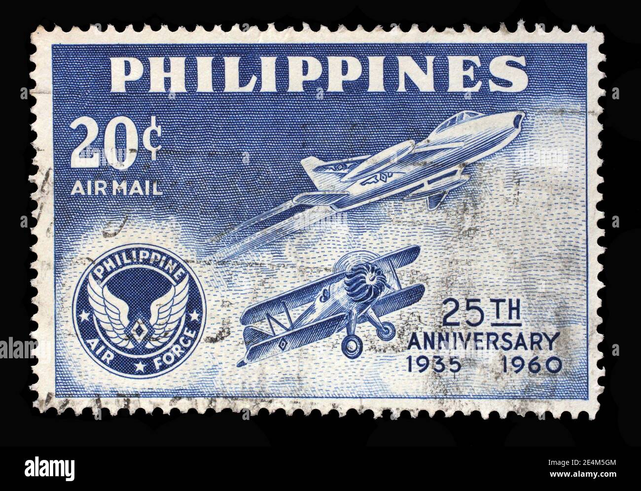Stamp printed in Philippines shows Air force plane of 1935 and Saber