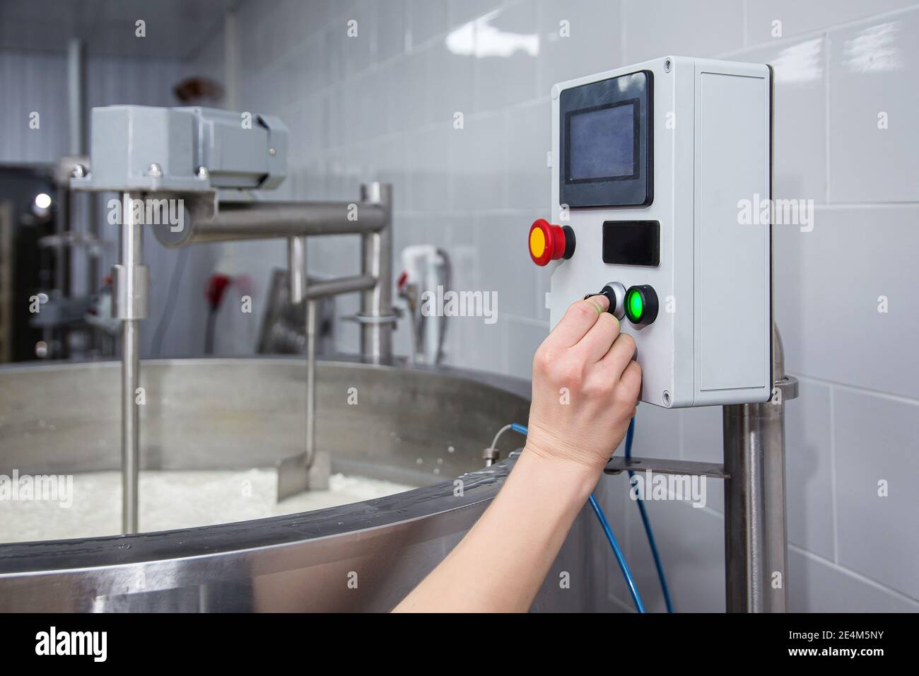 equipment of a private cheese factory and stages of preparation and ...