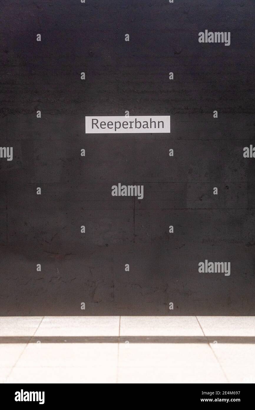 Reeperbahn Platform sign on the wall, Reeperbahn street, Hamburg, Germany Stock Photo