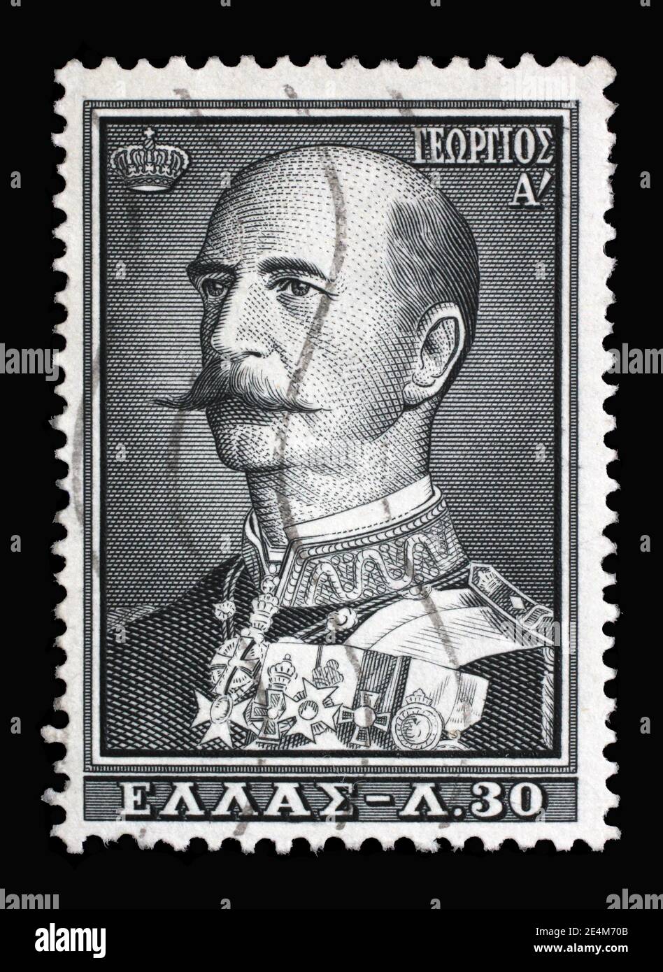 Stamp printed in Greece from the Royal Family issue shows King George I, circa 1957 Stock Photo