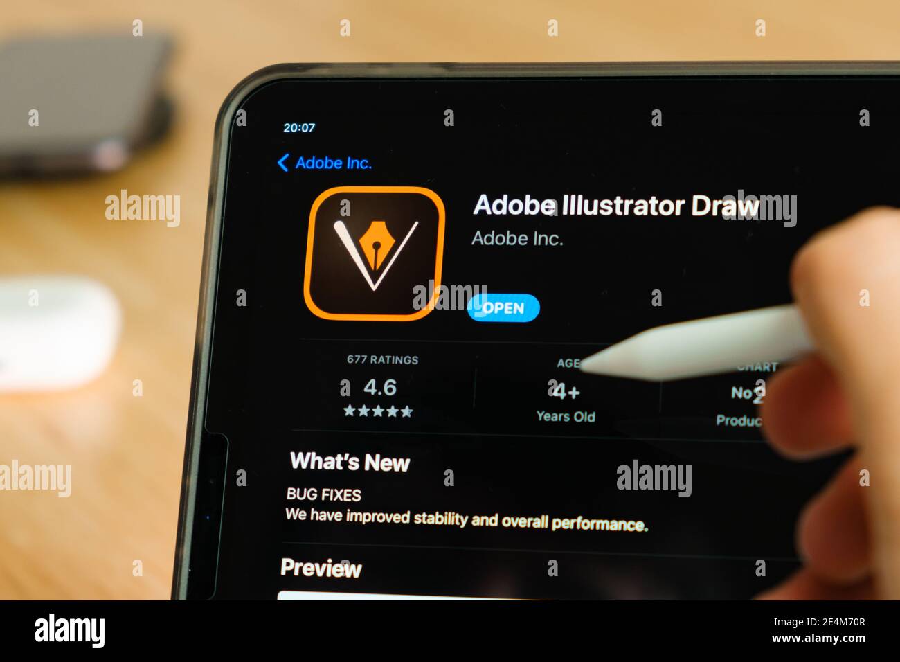 Adobe Illustrator Draw Logo Shown By Apple Pencil On The Ipad Pro Tablet Screen Man Using Application On The Tablet December San Francisco Stock Photo Alamy