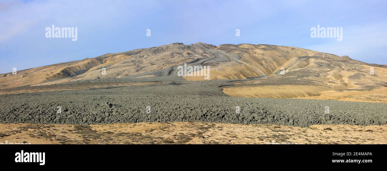 Azerbaijan. Karadag region. Eruption of a mud volcano. Stock Photo