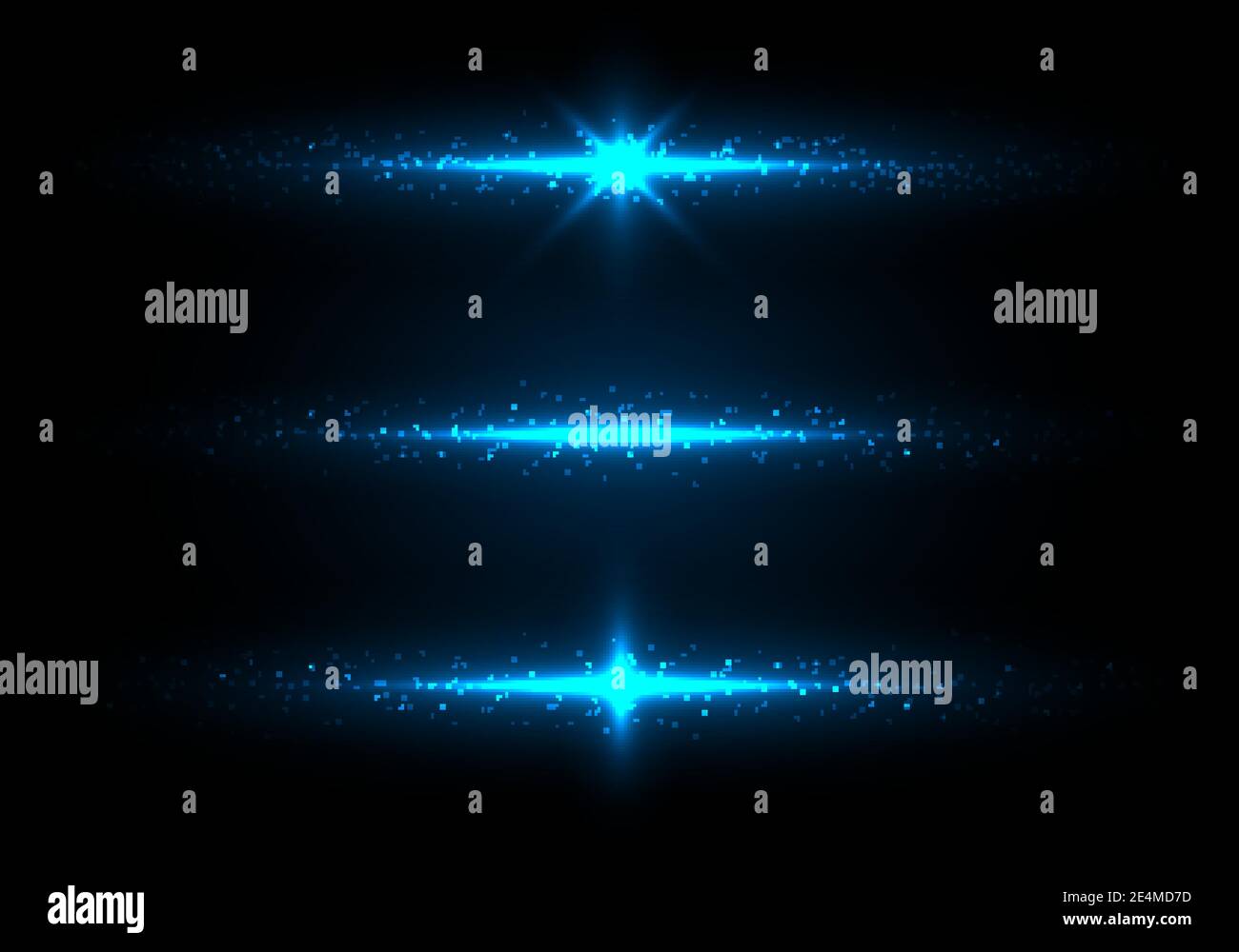 Set of blue lighting glowing shining sparkling with particles glitter ...