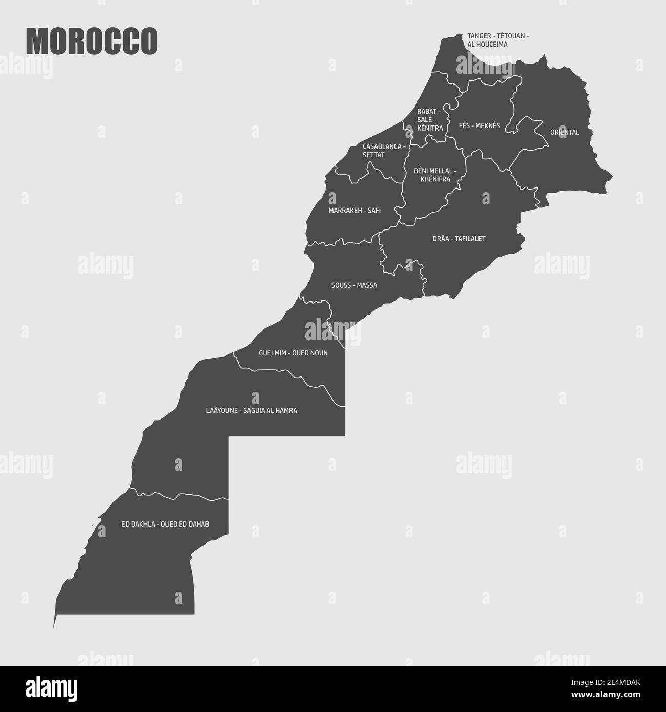 Morocco regions map Stock Vector