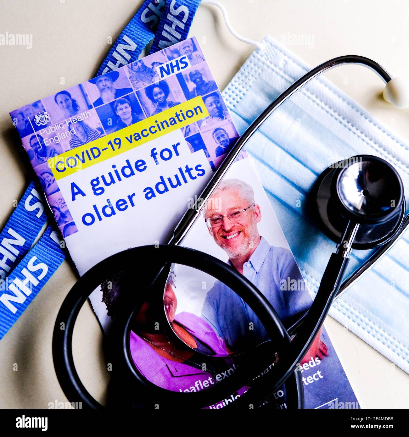 London UK, January 24 2021, COVID-19 Vaccination NHS Patient Guide For Older Adults Stock Photo