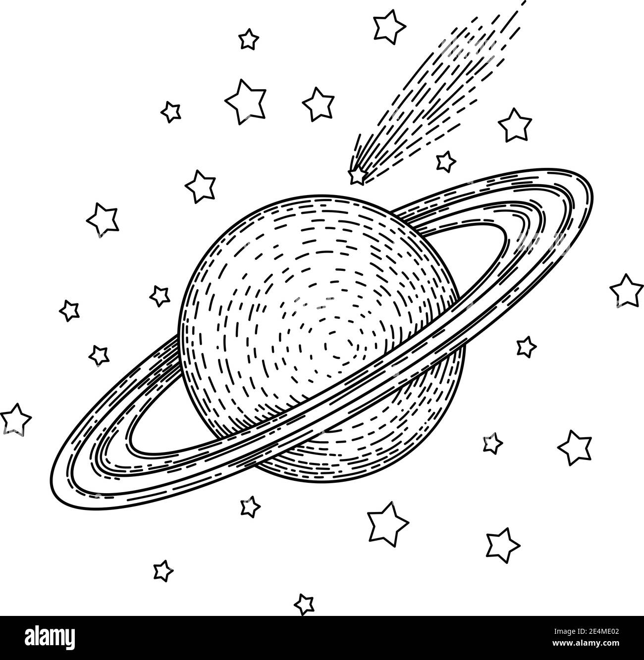 Hand drawn solar system with sun, planets, asteroids and other outer space  objects. Cute and decorative doodle style line art Stock Vector Image & Art  - Alamy