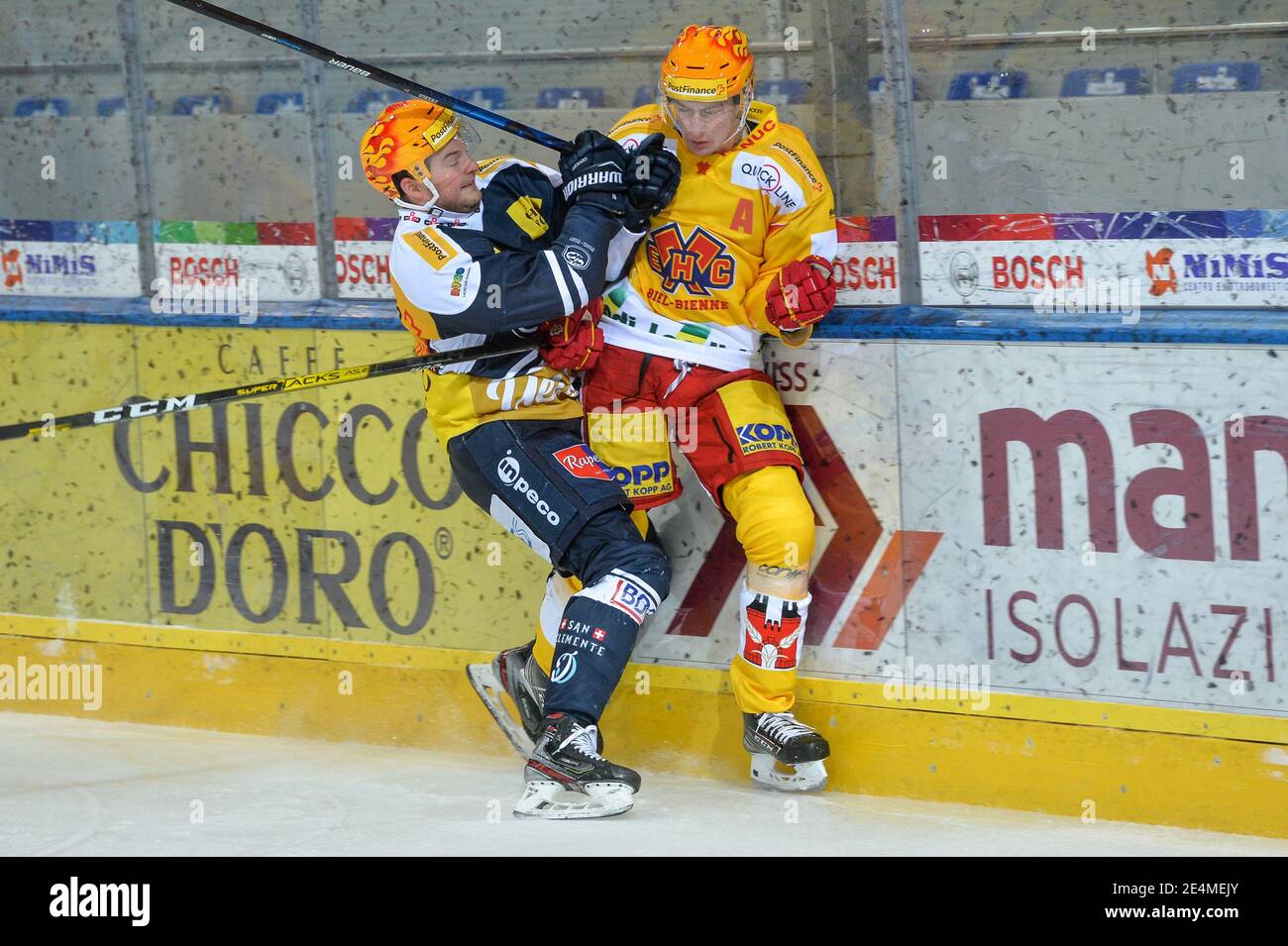 Ambri Schweiz 24th Jan 21 24 01 21 Ambri Stadio Valascia National League Hc Ambri Piotta Ehc Biel Bienne Topscorer Dominic Zwerger Ambri Against Topscorer Jerome Moser Janis Biel Switzerland Germany Austria Croatia Out Credit Spp