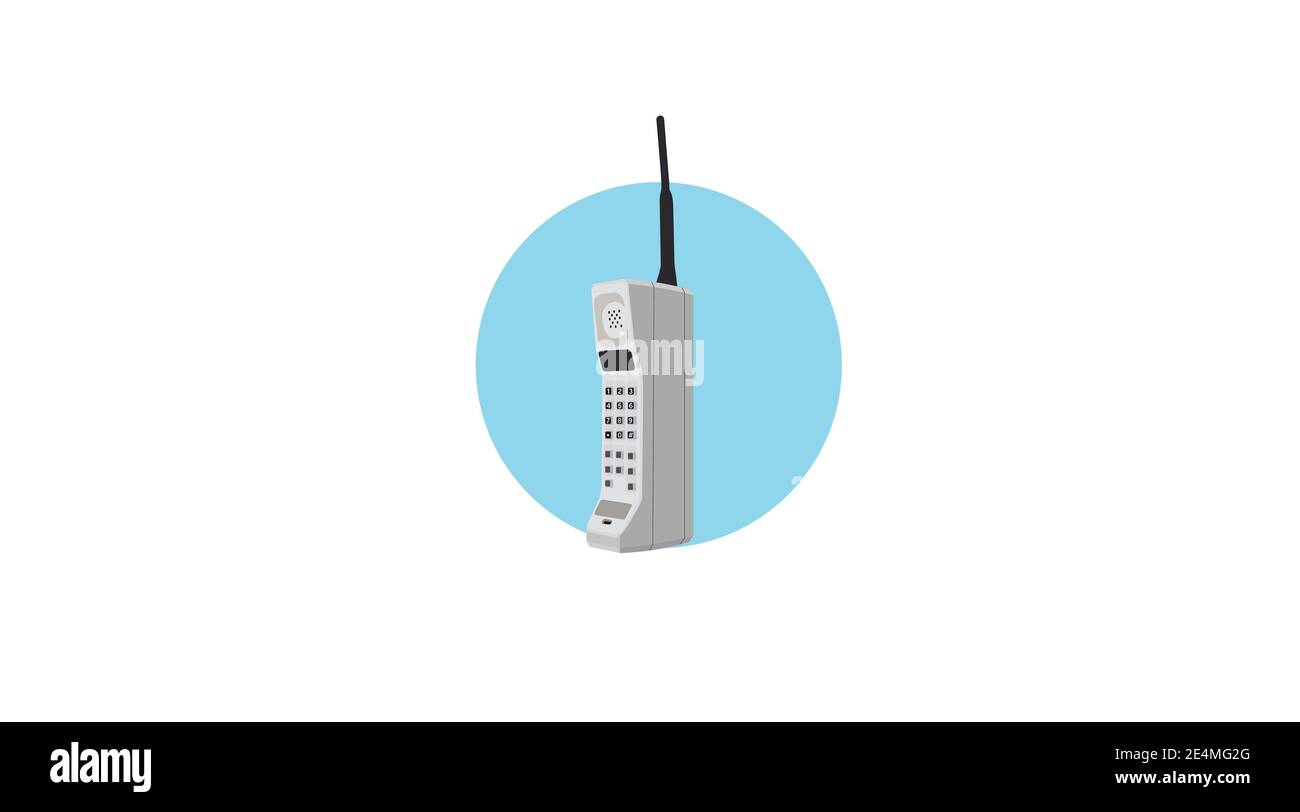 Vector Isolated Illustration of a 80s mobile phone. Vintage Phone Icon Stock Vector