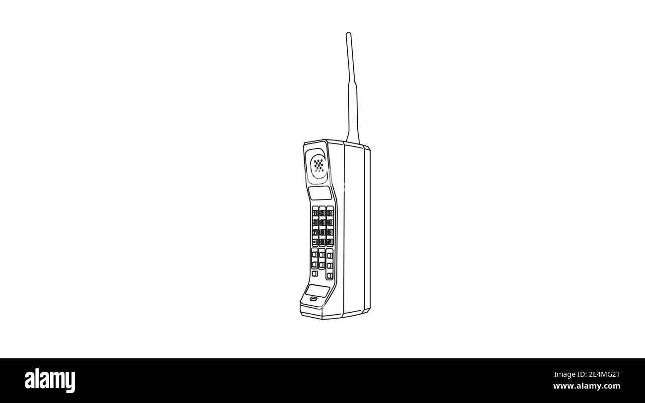 Vector Isolated Illustration of a 80s mobile phone. Vintage Phone Icon
