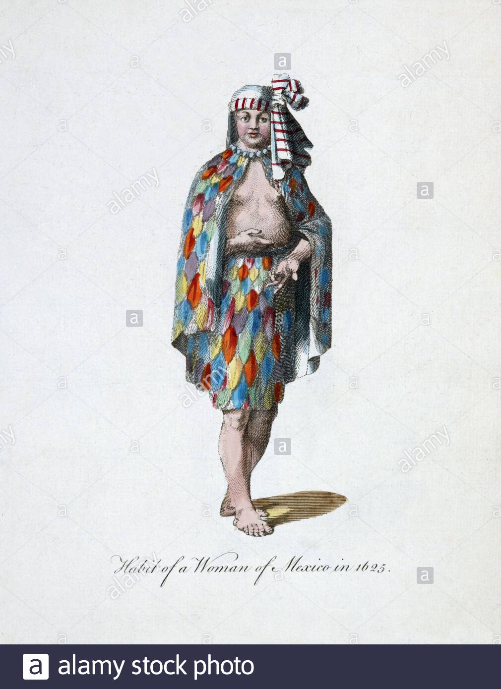 Habit of a woman of Mexico in 1625, vintage illustration from the 1700s Stock Photo