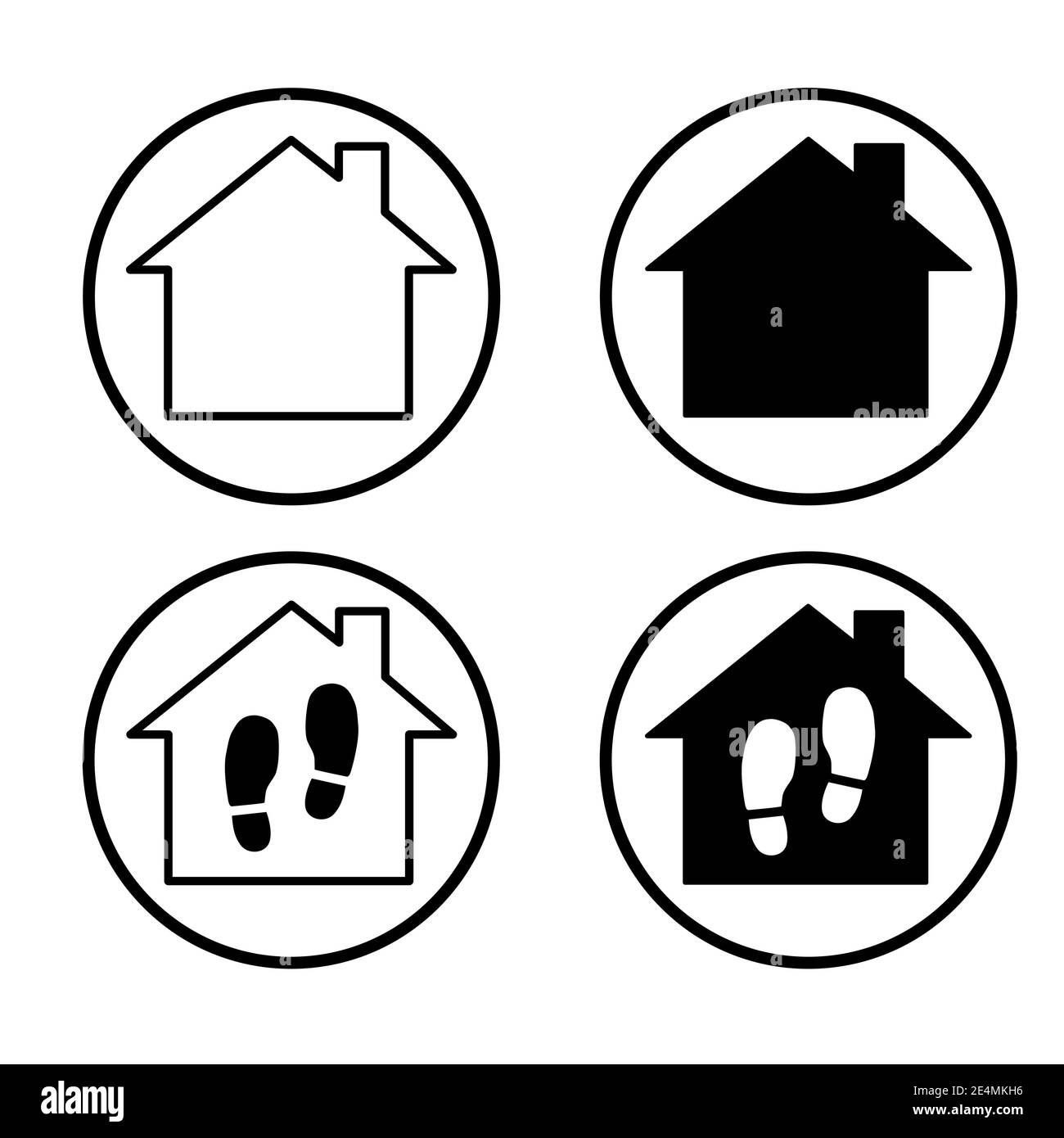 Set of stay home icon, house symbol, collection of quarantine covid ...