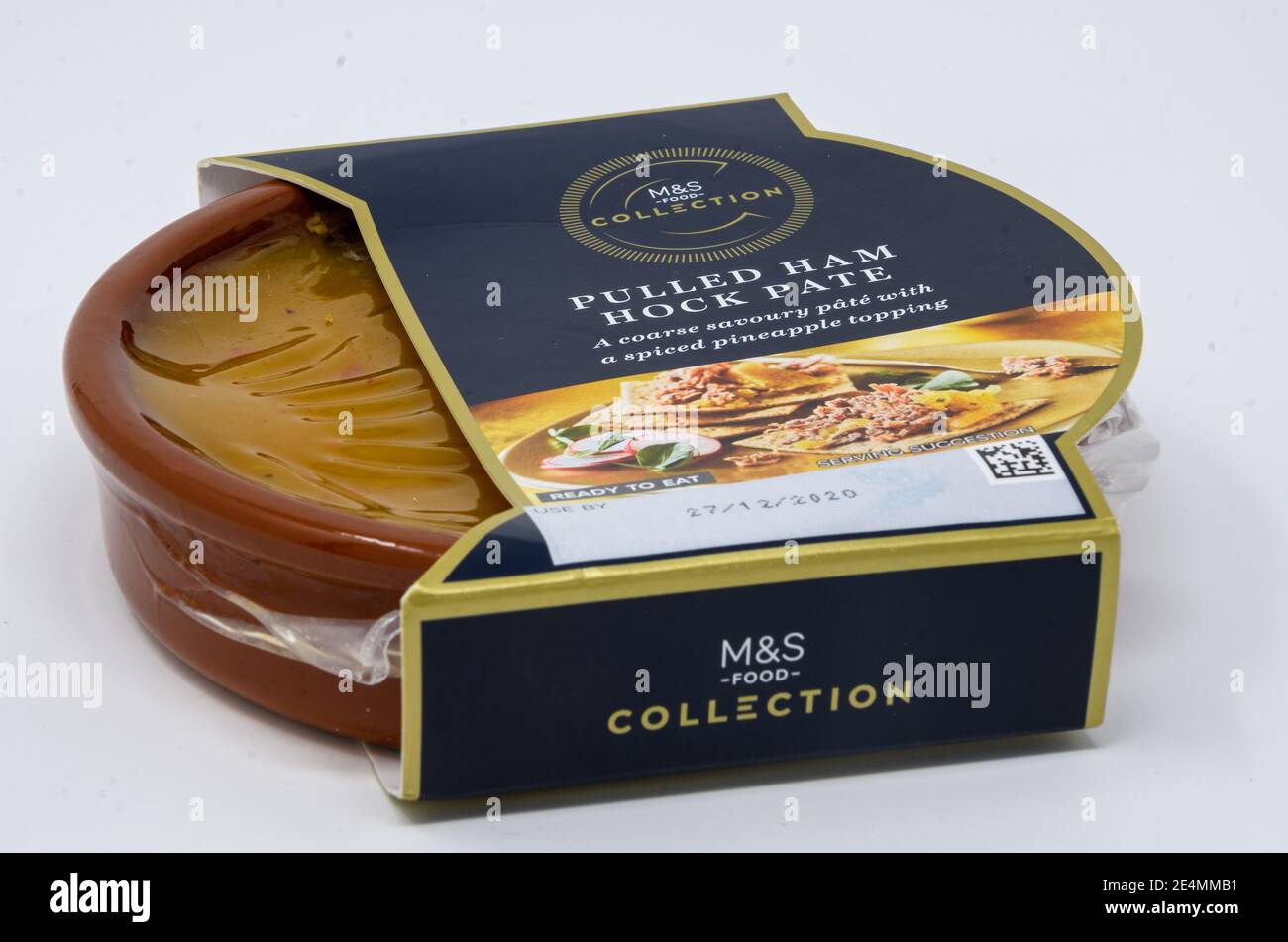 Reading, United Kingdom - December 20 2020:  A terrine of Marks and spencers Pulled Ham Hock pate Stock Photo
