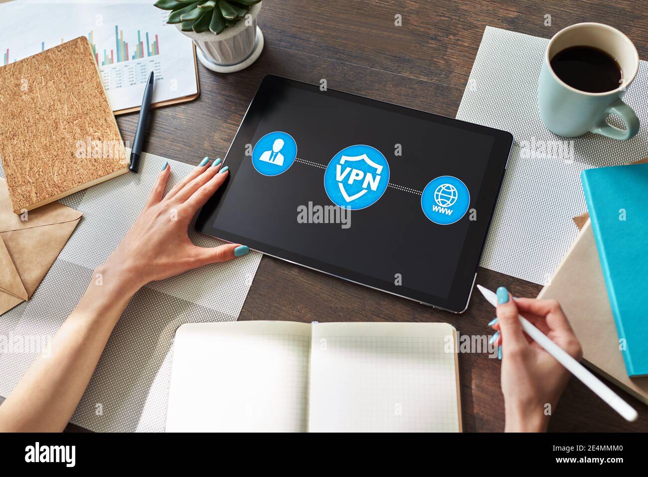 VPN - Virtual perivate network. Internet conncetion privacy concept Stock Photo