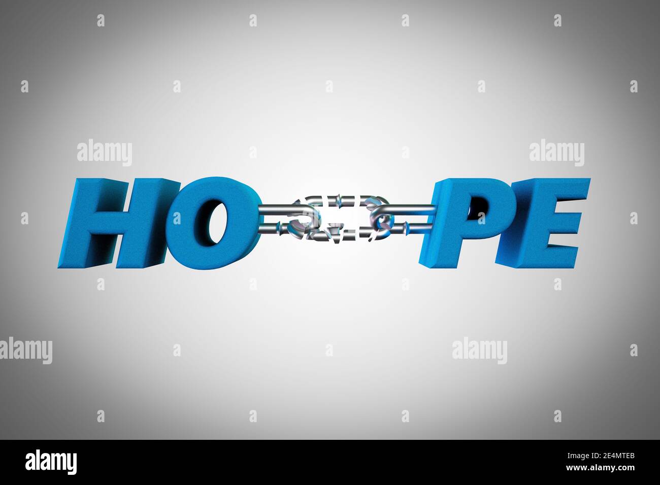 Hope separate with broken chain demonstrating lost hope concept. 3D ...