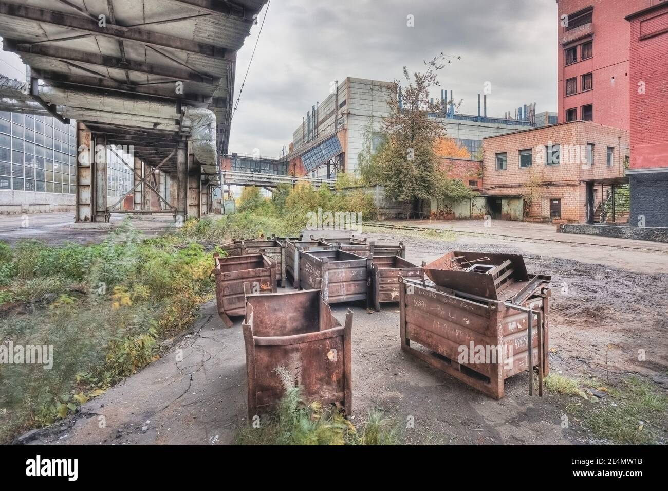 The territory and buildings of a large factory in Moscow Stock Photo