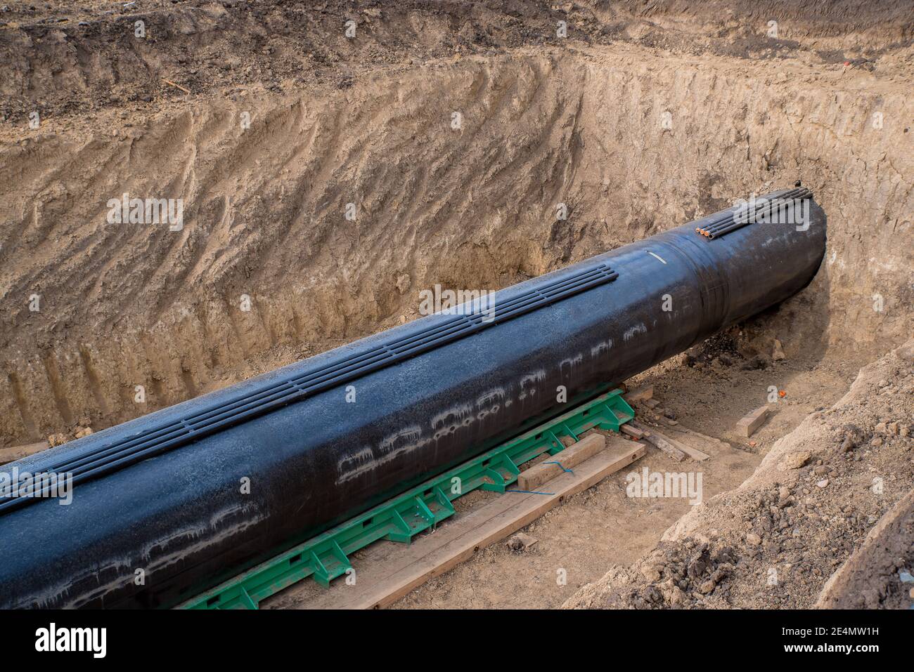 Construction works for laying the pipe Stock Photo - Alamy