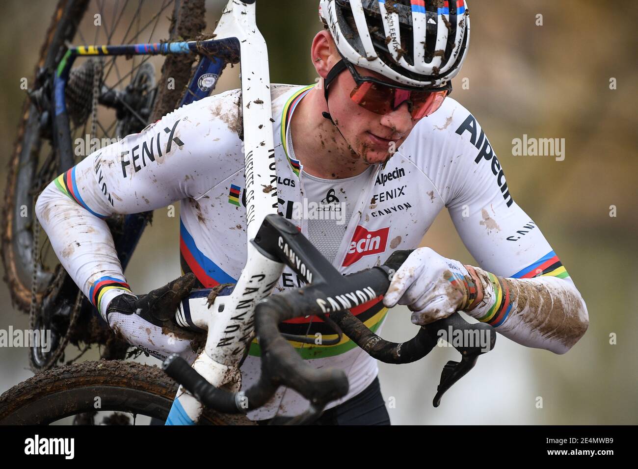 Dutch Mathieu Van Der Poel pictured in action during the men's elite race  of the 'Druivencross' cyclocross cycling event, last stage of the UCI World  Stock Photo - Alamy