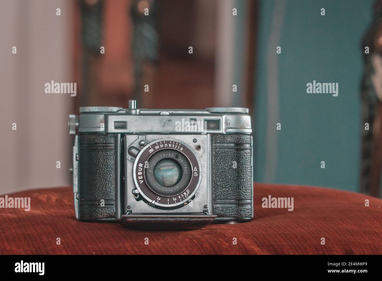 Close up of vintage camera with copy space Stock Photo