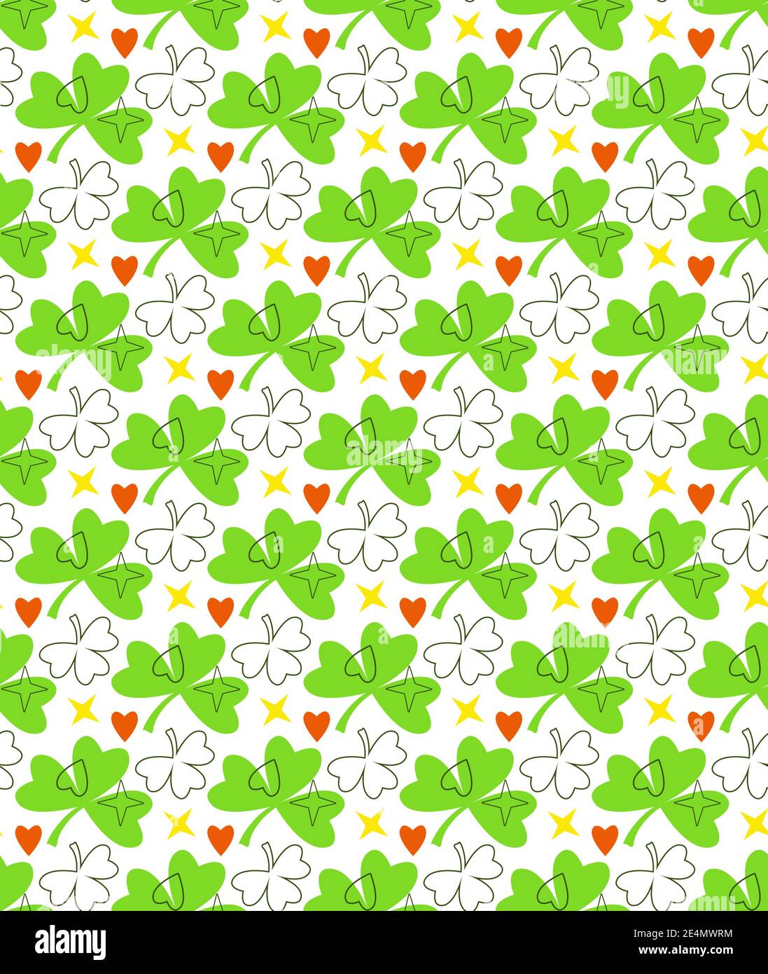 Luck Pattern Clover seamless pattern. Tree leaves traditional symbol of good luck ...