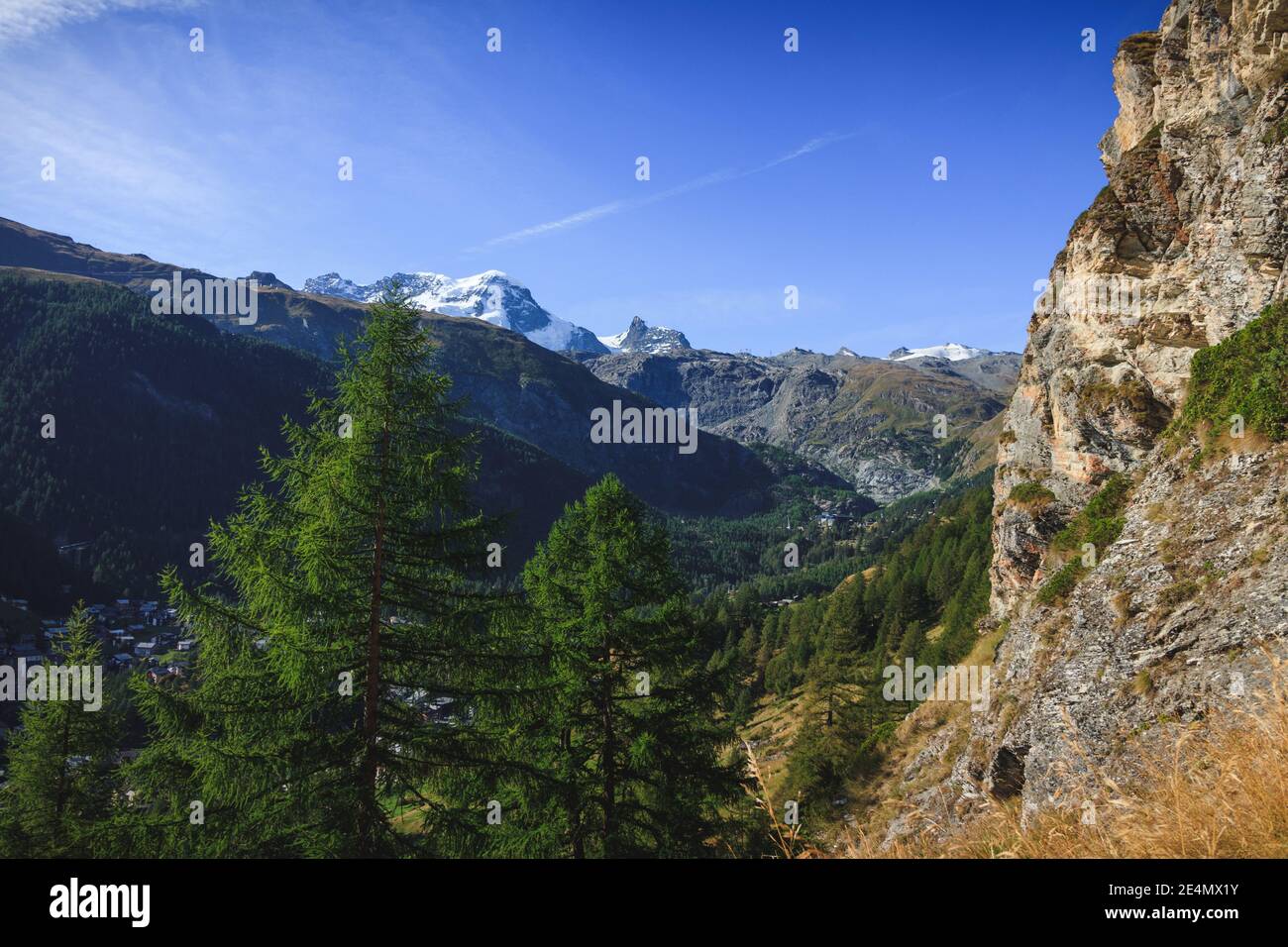 Zermatt In The Swiss Alps Wallis With Trees Forest Wood Sunlight 