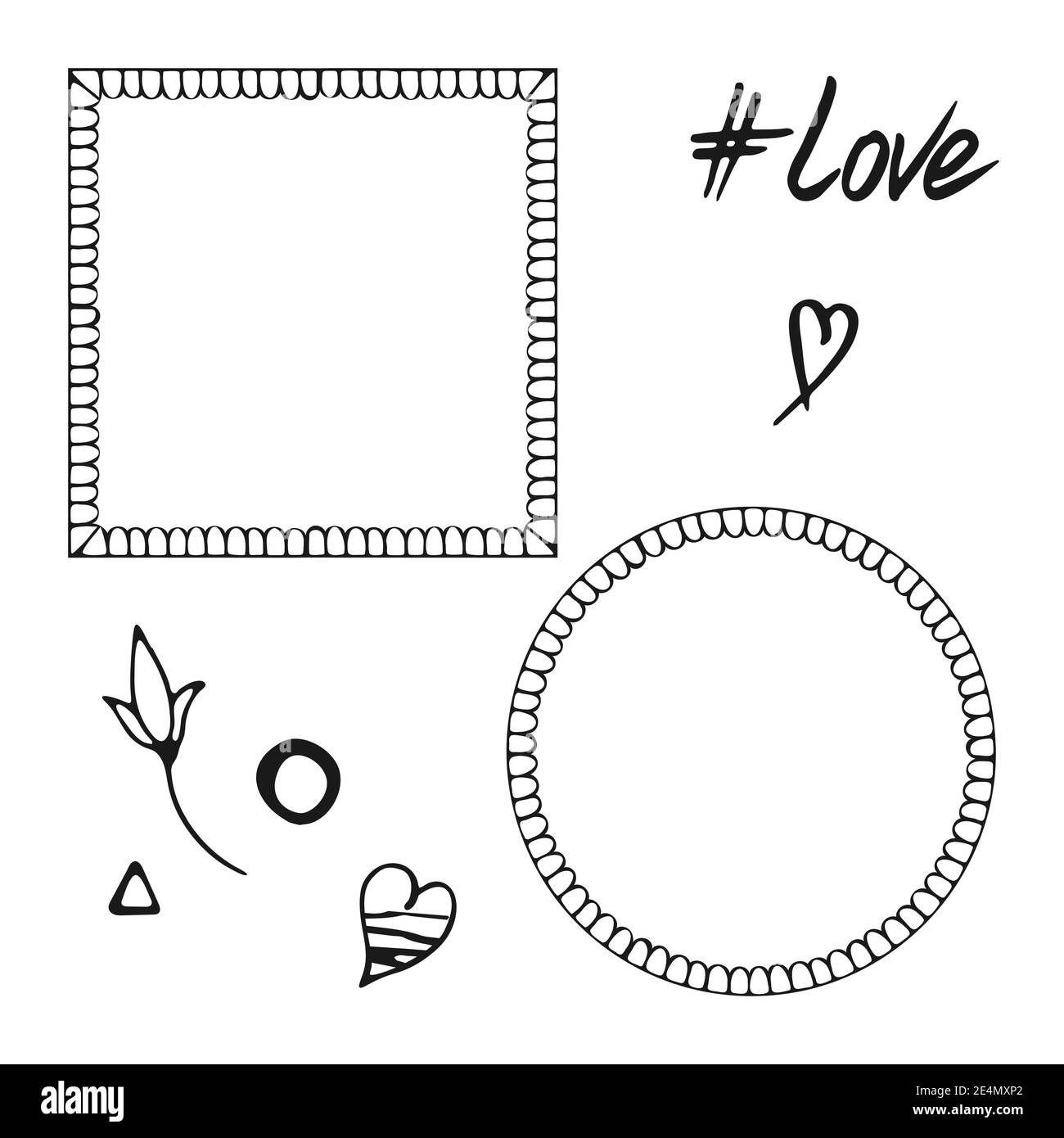 NEW Square Hand Designed Heart Card Print Grey White Doodle Art