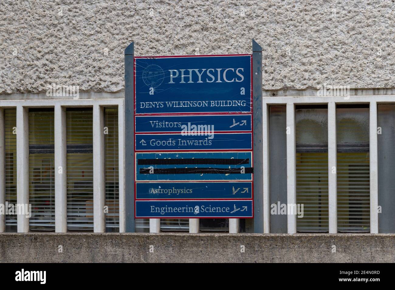 Sign for Denys Wilkinson Building (Astrophysics and Engineering Science), Oxford, Oxfordshire, UK Stock Photo