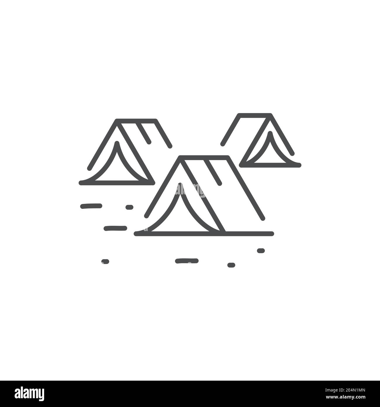 Illegal immigrants camping color line icon. Editable stroke. Stock Vector