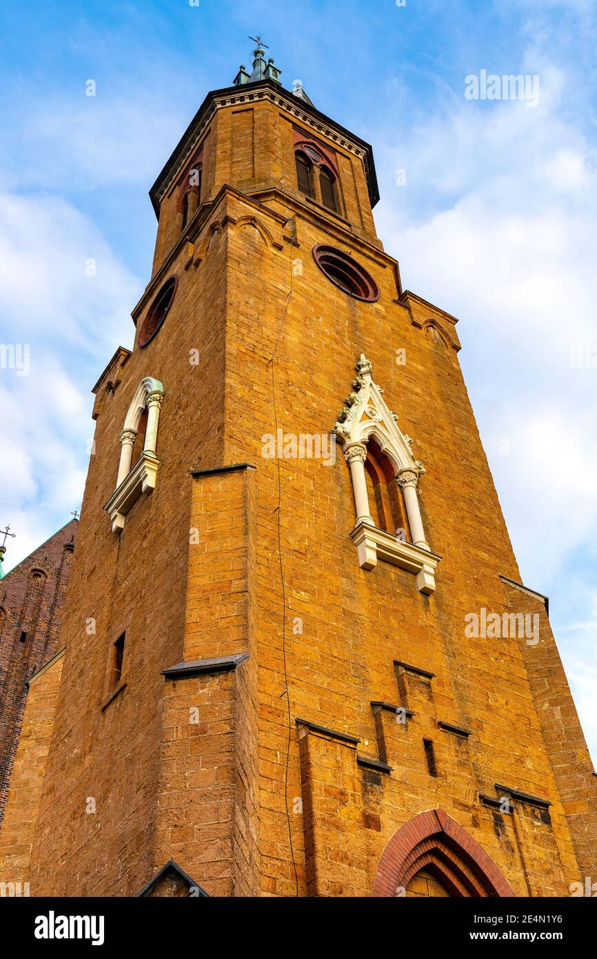 Olkusz, Poland - August 24, 2020: St. Andrew Basilica at the Olkusz market square in Beskidy mountain region of Lesser Poland Stock Photo
