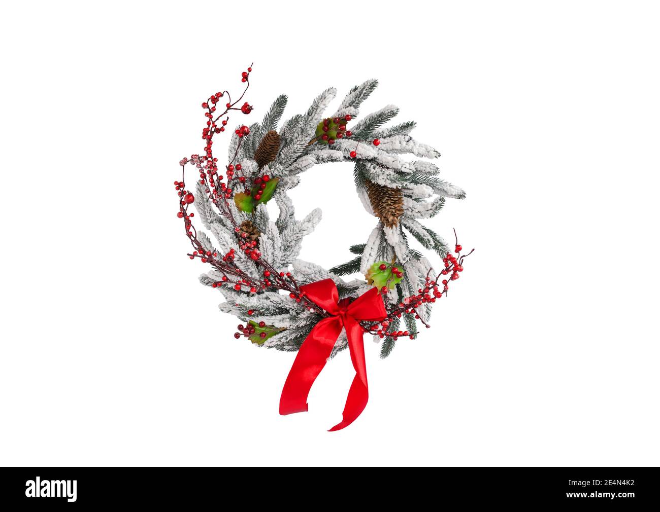 christmas wreath with pine cones, decorated with glitter and red ...