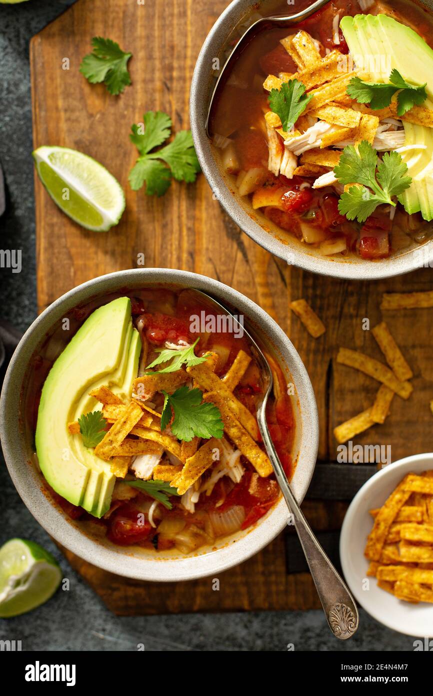 Slow cooker chicken taco soup Stock Photo Alamy