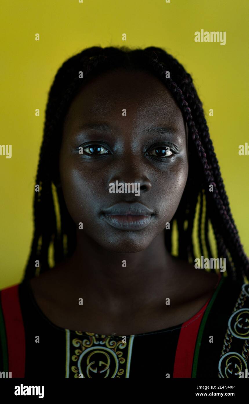 Young black African woman closeup the portrait Stock Photo - Alamy
