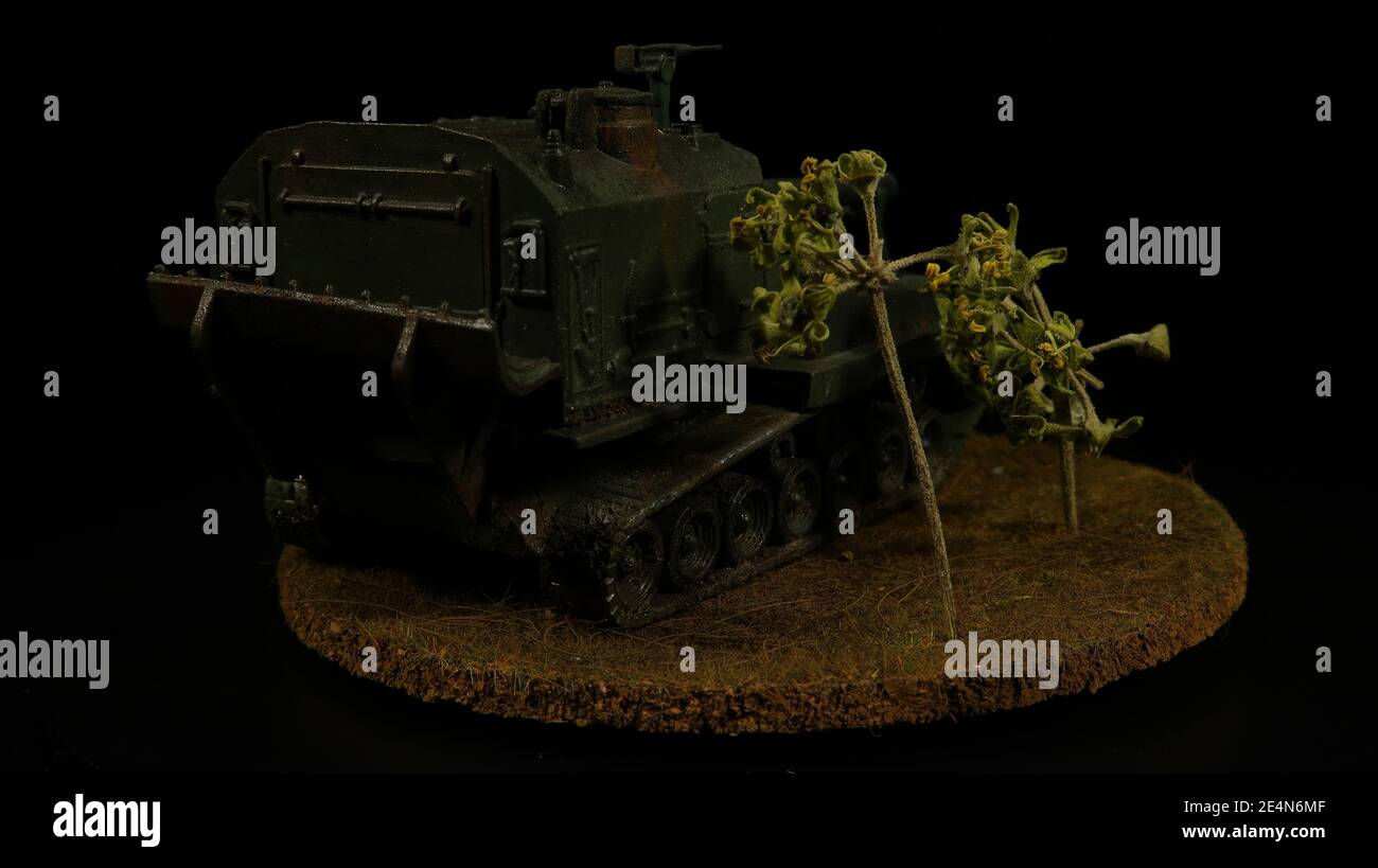 US 203 mm Panzerhaubitze M 55  Modell im Maßstab H0 - US 203mm Self-Propelled Artillery - Model in Scale 1:87 Stock Photo