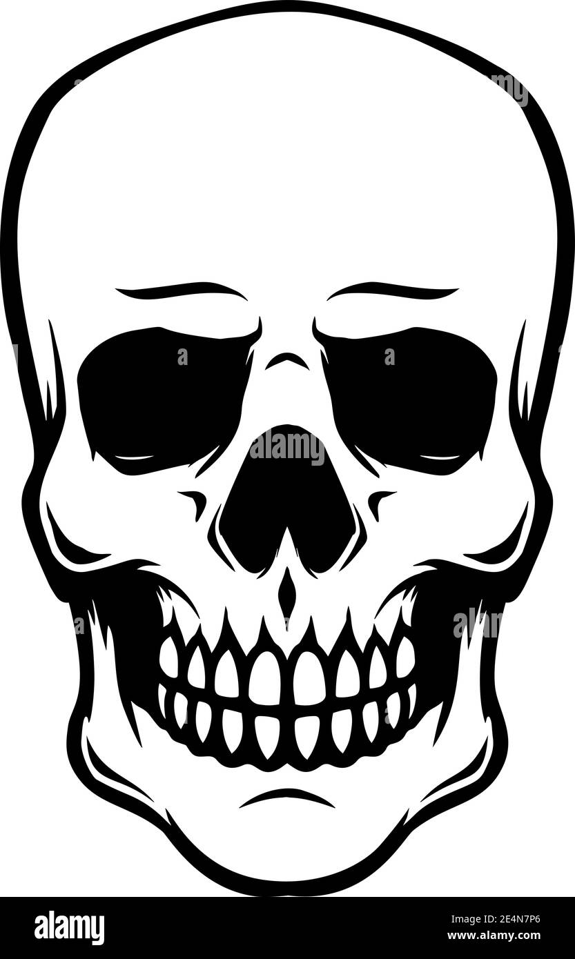 Illustration of smiling halloween skull. Design element for poster,card