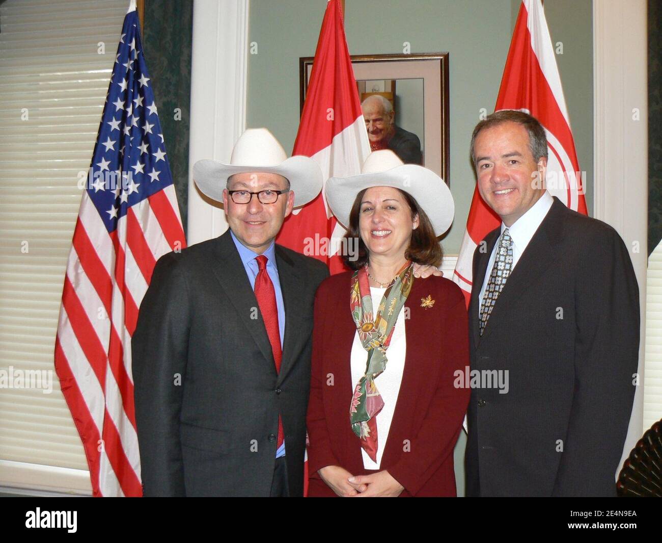 Mayor Dave Bronconnier, Ambassador David Jacobson, Julie Jacobson Stock