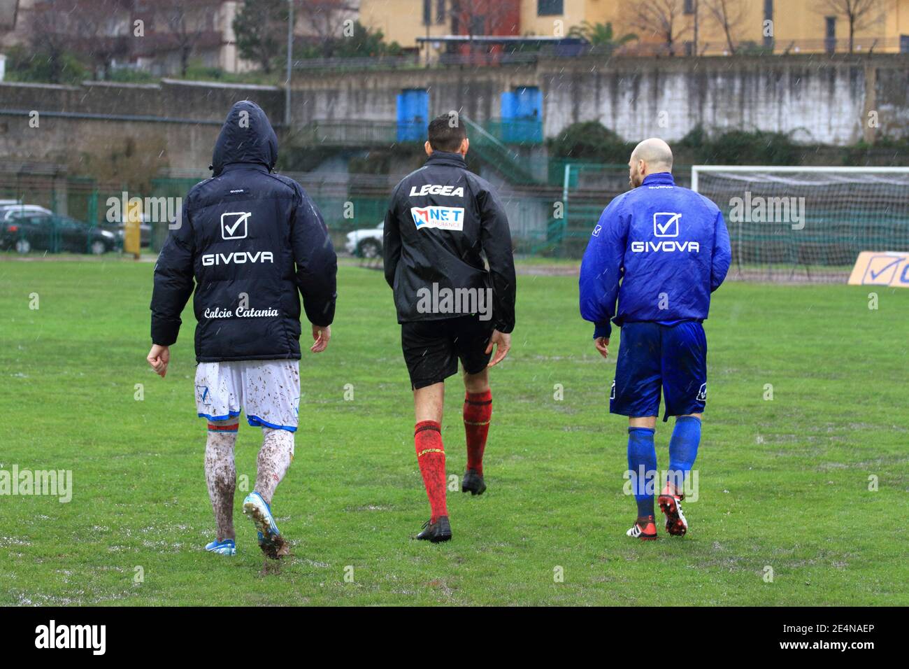 Pagani, Italy. 24th Jan, 2021. Serie C Italian Championship, Girone C Pro  League football match between Paganese and Catania, 20th day of the  championship. At the third inspection, the referee Andrea Colombo