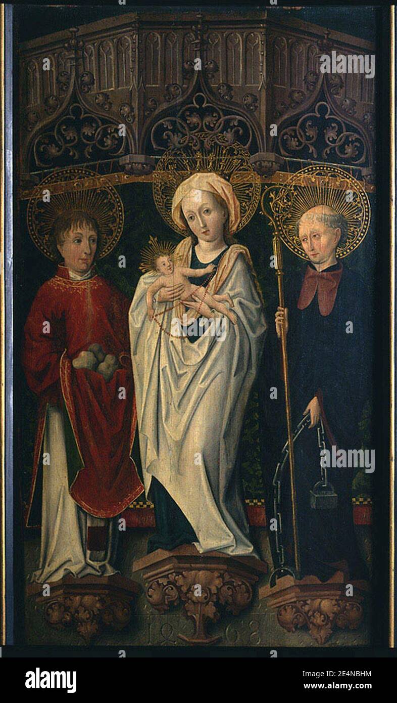 Malarz po udniowoniemiecki - Mary with the Child, St Stephen and St Leonard Stock Photo