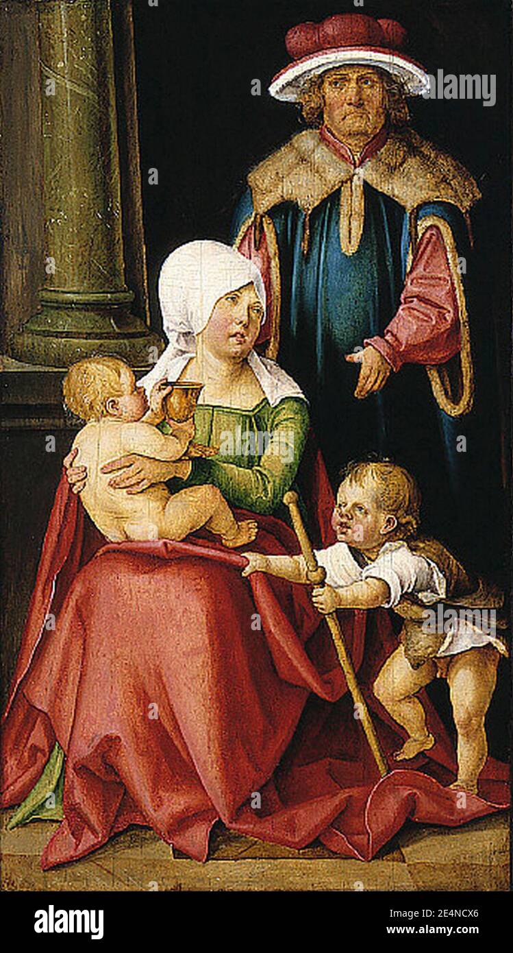 Mary Salome and Zebedee with their Sons James the Greater and John the Evangelist. Stock Photo